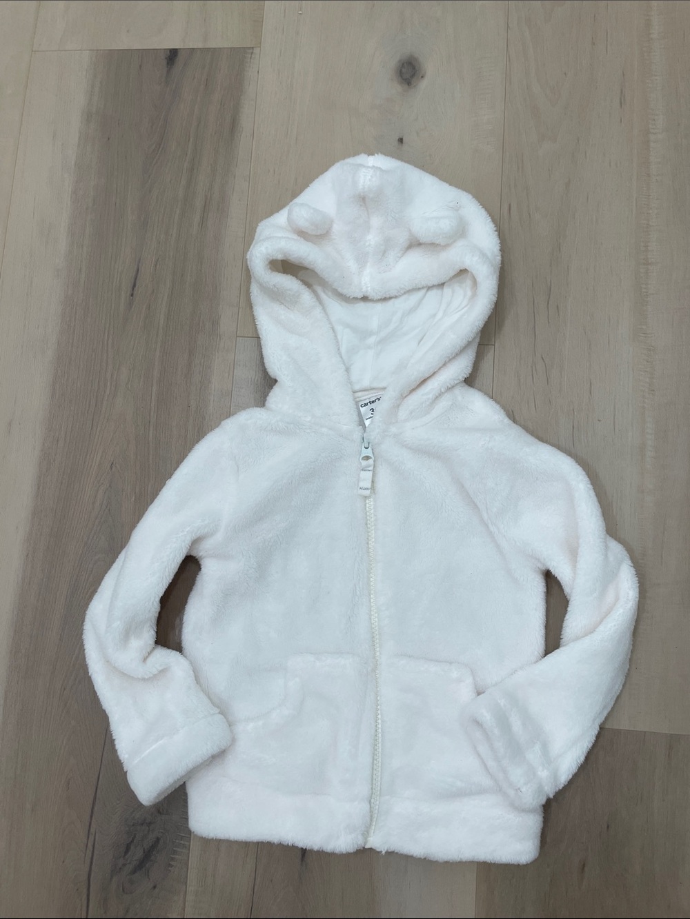 Carter's White Plush Hooded Zip-Up Jacket for Kids